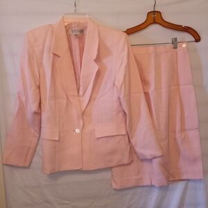 Karen Scott Petites 8P Skirt‎ Suit Pink Faux Wrap-around Pockets Barbie